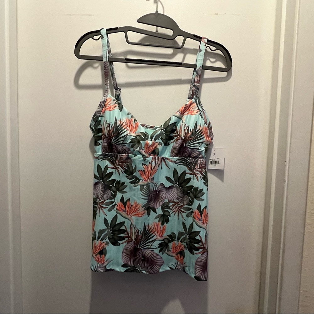 Spearmint Piper Tropical Floral Tankini Top